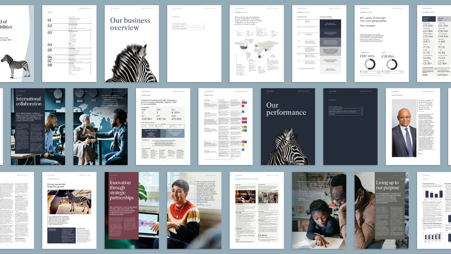 The example of many pages within Investec's 2022 annual report