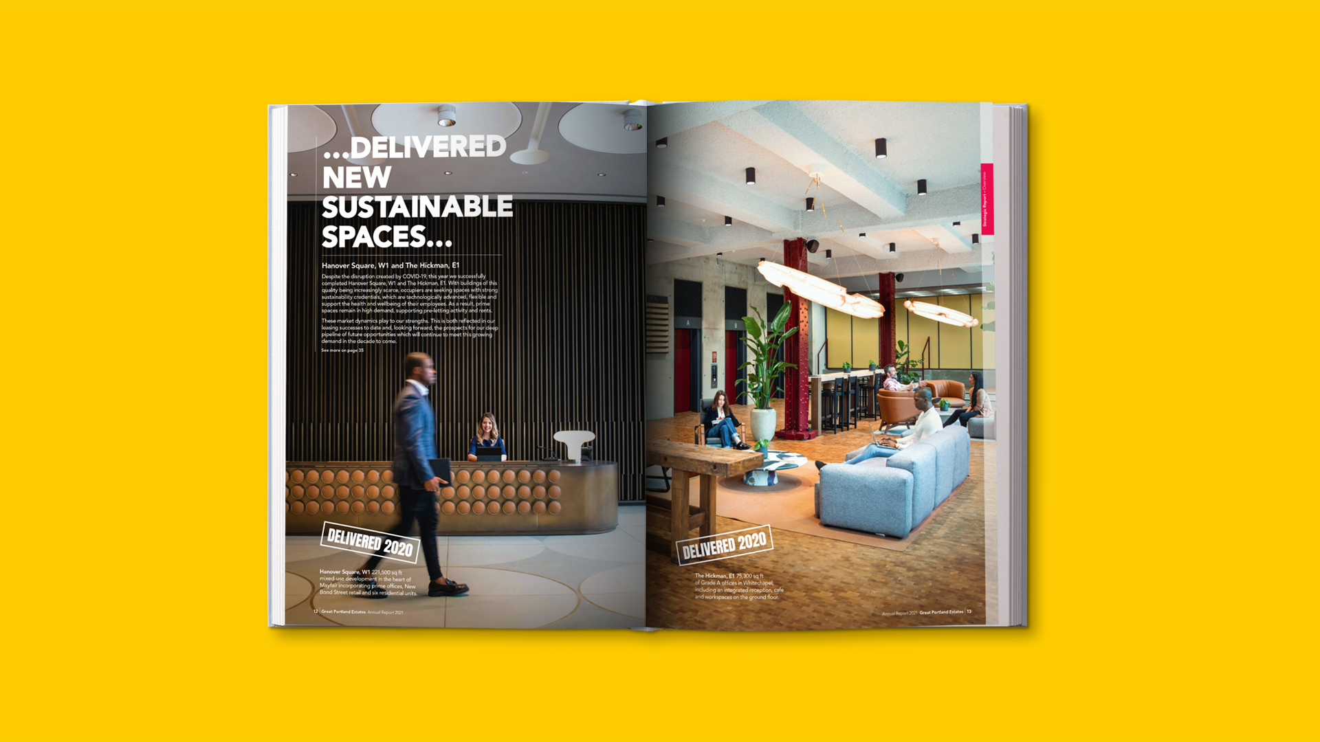 A page in the report about sustainable spaces 