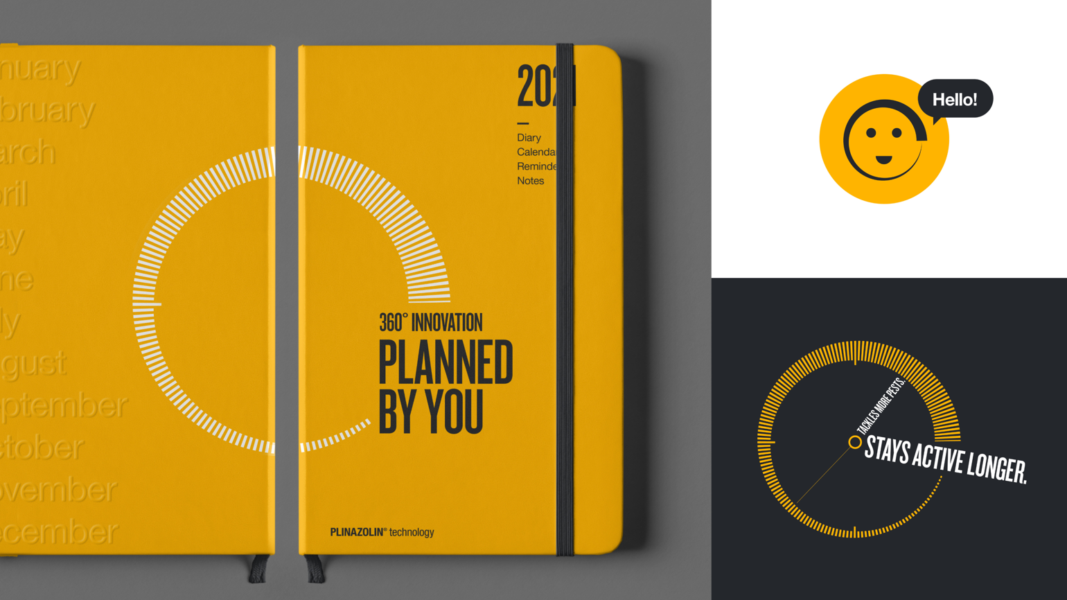 Plinazolin's mock-up design on notebooks