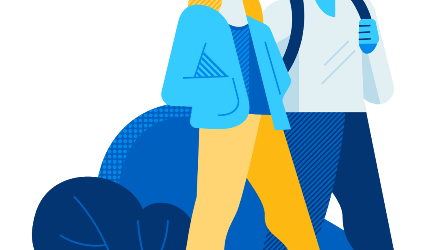 The iconography of two people walking