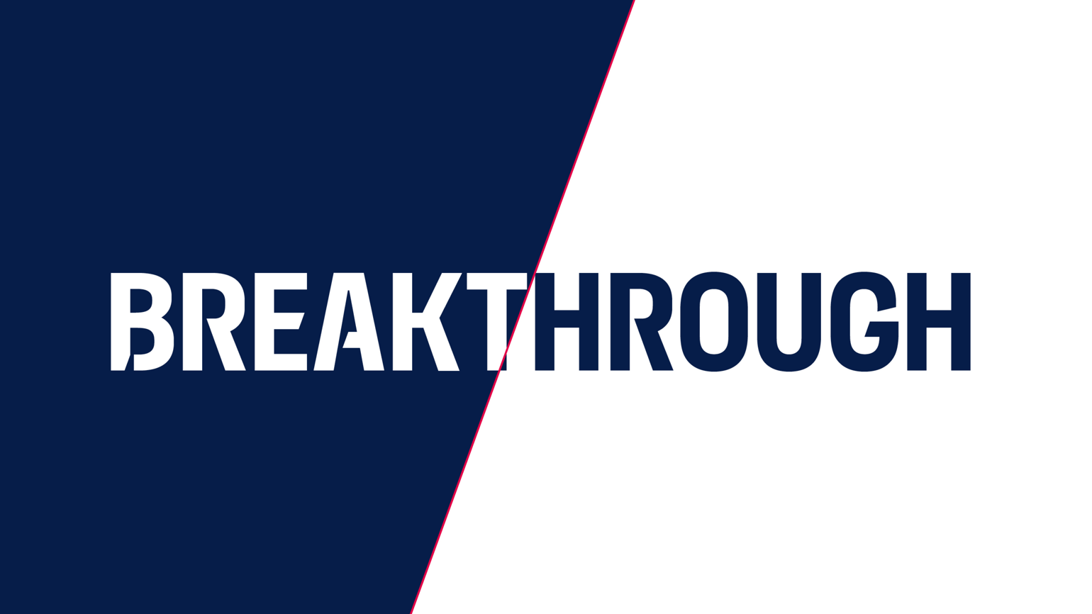 the name of the font being used which is Breakthough on a split background of navy and white colour