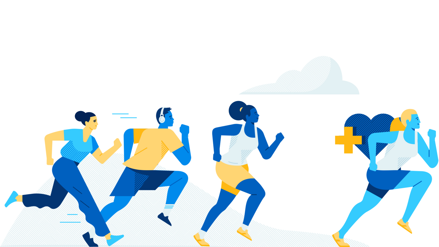 The iconography of people running together