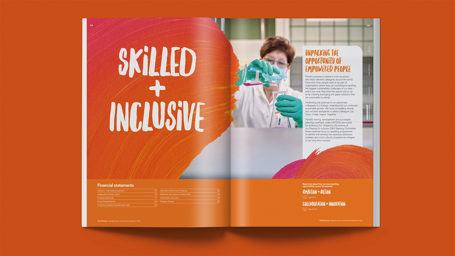 The mock up of Mondi report on a book