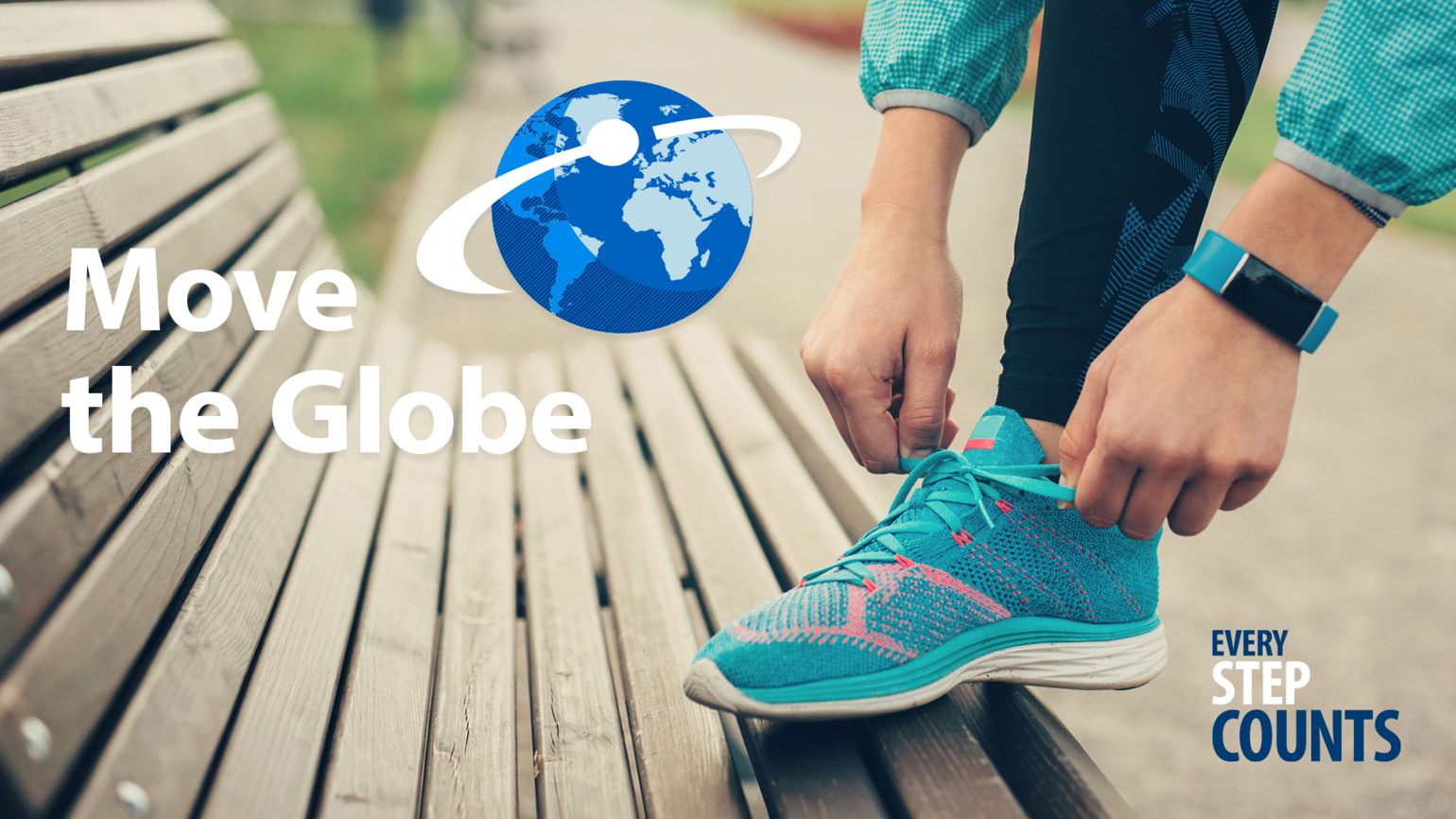 The design of Marel's banner campaign with a person tying shoelaces